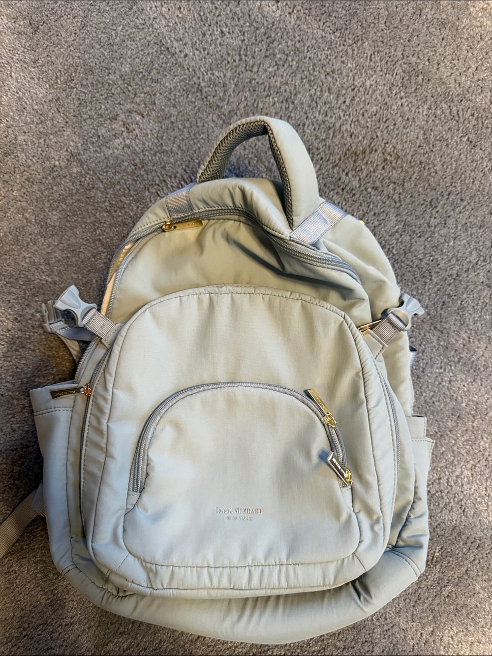 Isaac Mizrahi Pale Sage Backpack with Gold Hardware
